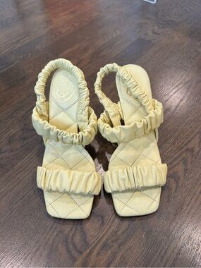 Sam Edelman Yellow Ruched Strap Heeled Sandals